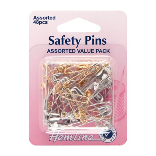 Hemline Safety Pins: Assorted Value Pack - 48pcs Hemline Safety Pins: Assorted Value Pack - 48pcs