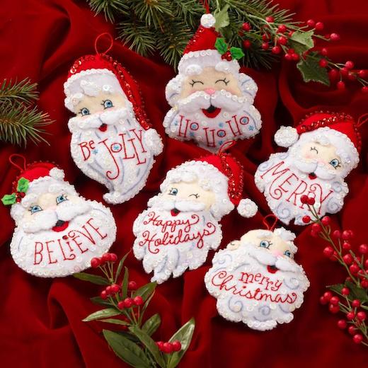 Bucilla Felt Ornaments Applique Kit Set of 6 - Holiday Greetings