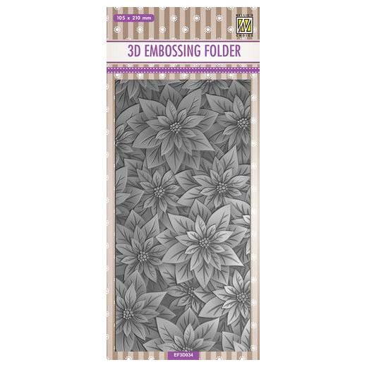 Nellie‘s Choice 3D Embossing Folder Slimline Poinsettia EF3D034
