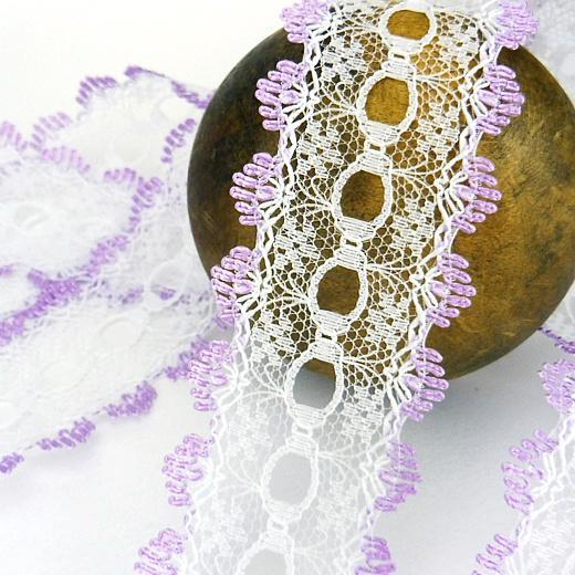 IRIDESCENT WHITE IRIS 5 METRES Dovecraft KNITTING IN EYELET LACE 35mm Wide
