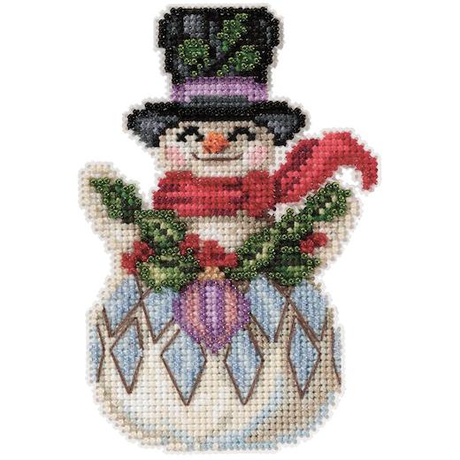 Mill Hill/Jim Shore 14ct Cross Stitch Kit 3.5"x5" Snowman With Holly