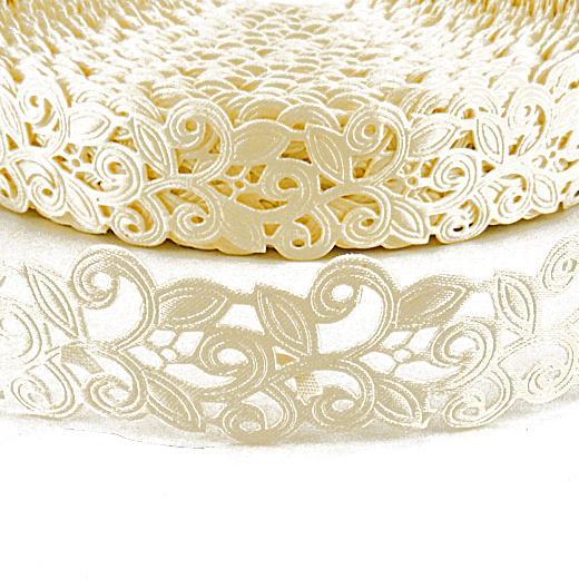 Buddly Crafts 22mm Swirls /& Leaves Cut Out Satin Ribbon 2m