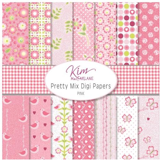 Kims Digi Papers Pretty Mix Pink Buddly Crafts 2622