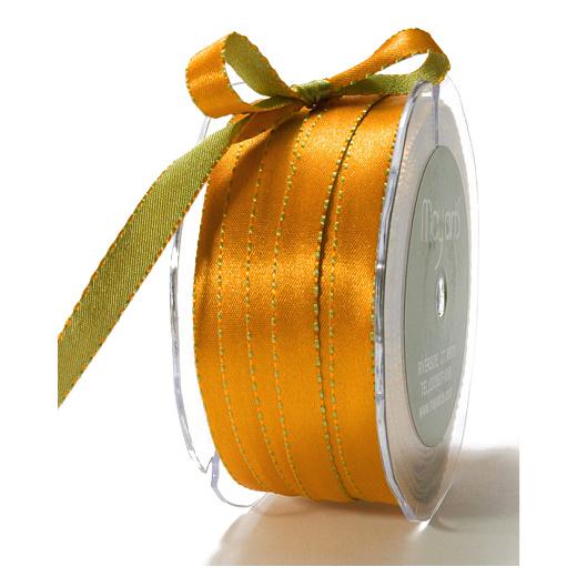 May Arts 10mm Stitch Edge Reversible Satin Ribbon 2m OrangeOlive