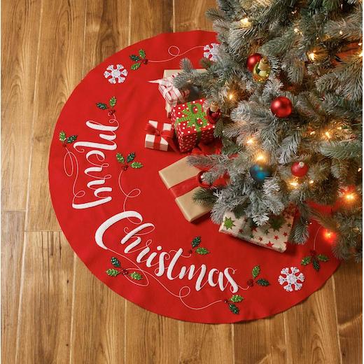 Bucilla 45" Felt Applique Tree Skirt Kit Merry Christmas Buddly Crafts