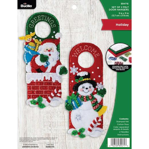 Bucilla Felt Door Hanger Applique Kit Set of 2 - Holiday | Buddly Crafts