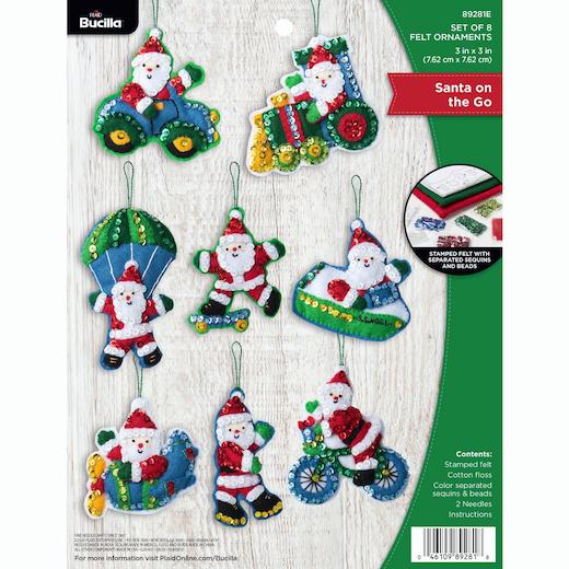 Bucilla Felt Ornaments Applique Kit Set of 8 - Santa On The Go | Buddly ...