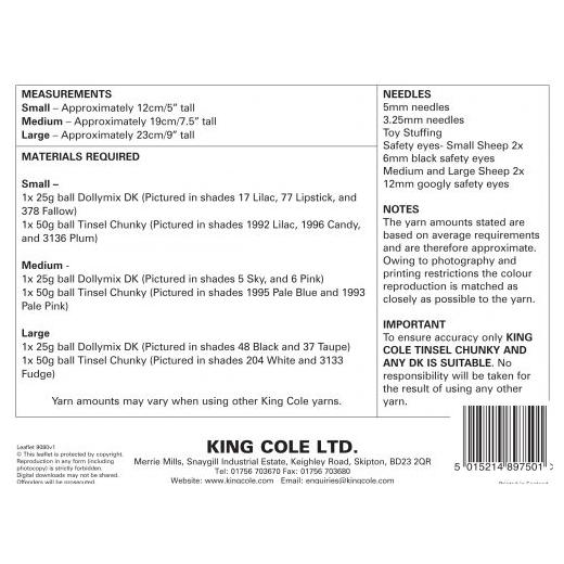 King Cole 9080 Tinsel Sheep Knitting Pattern 