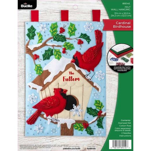 Bucilla Felt Wall Hanging Applique Kit Cardinal Birdhouse Buddly Crafts
