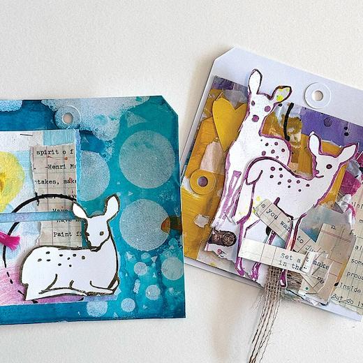 Dina Wakley Media Cling Rubber Stamps Fawns MDR87786 Buddly Crafts