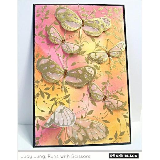 Penny Black Cling Rubber Stamps Butterfly Trio 40473 Buddly Crafts