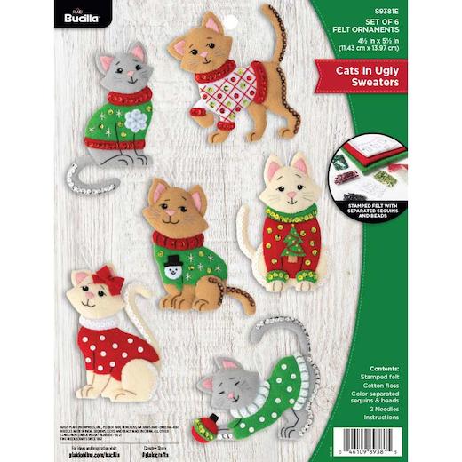 Bucilla Dogs In Ugly Sweaters Felt Ornament Kit - 6 Piece DIY Christmas Craft Set