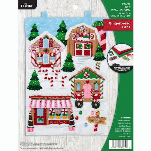 Bucilla Felt Applique Wall Hanging Kit Gingerbread Lane Buddly Crafts