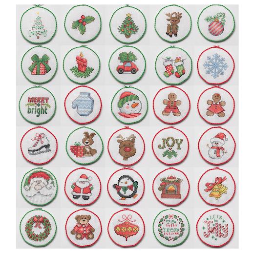 Bucilla 14ct Cross Stitch Kit 30pcs Christmas Minis Ornaments