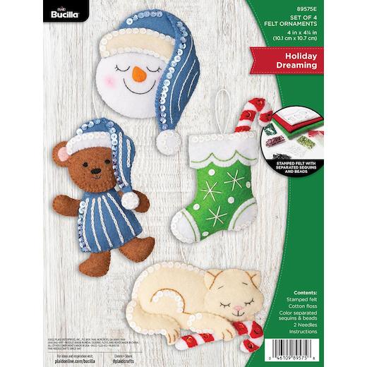 Bucilla Felt Ornaments Applique Kit Set of 4 Holiday Dreaming