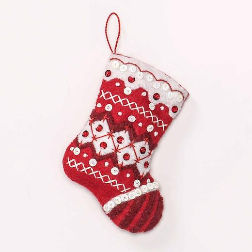  Bucilla 86964E Felt Applique 6 Pc. Ornament Kit, 4 x 4,  Nordic Christmas,red and White