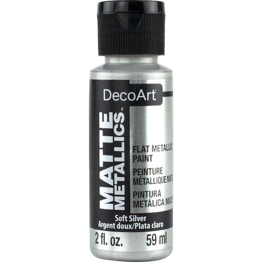 DecoArt Americana Acrylic Matte Metallics Paint 2oz (59ml) Soft Silver DMMT04 Buddly Crafts