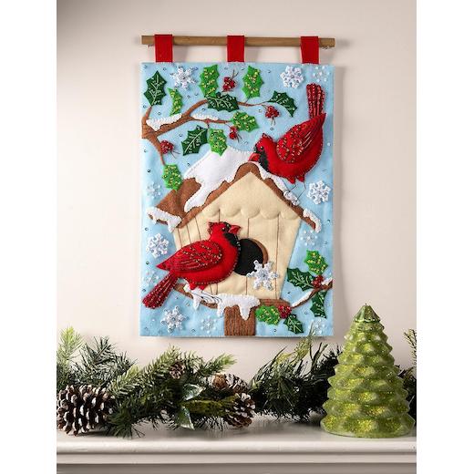 Bucilla Felt Wall Hanging Applique Kit Cardinal Birdhouse Buddly Crafts