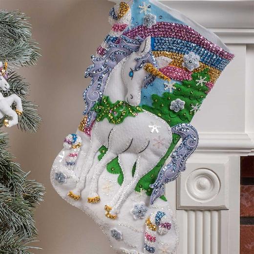 Bucilla 18" Felt Christmas Stocking Kit Santa's Unicorn Buddly Crafts