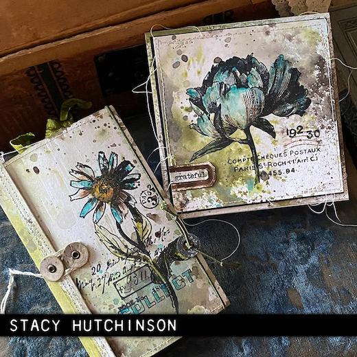 Set Timbri In Gomma Tim Holtz - Shabby French, 7 X 8.5 Cm, Con Foglio Adesivo