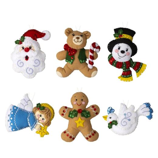 Bucilla Felt Ornaments Applique Kit Set of 6 - Holiday Favorites