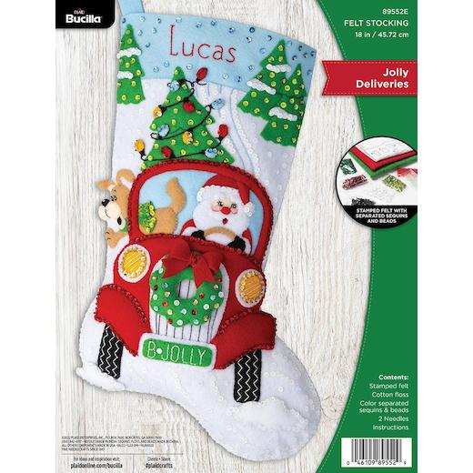 Bucilla 18" Felt Christmas Stocking Kit Jolly Deliveries Buddly Crafts