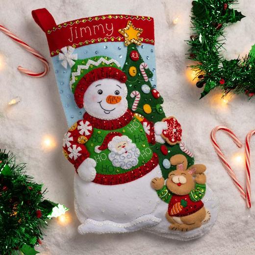 Bucilla 18 Felt Christmas Stocking Kit - Festive Sweater Snowman