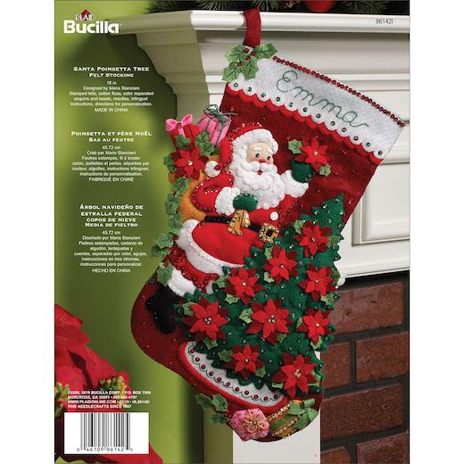 Download Bucilla 18 Felt Christmas Stocking Kit Santa Poinsettia Tree Buddly Crafts PSD Mockup Templates