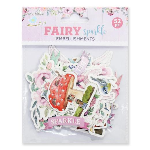 Little Birdie Ephemera Glittered Embellishments 52pcs - Fairy Sparkle ...