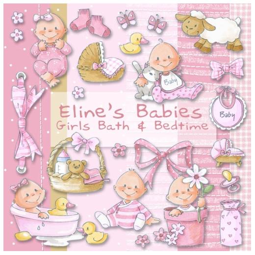 Eline's Digital ClipArt Set – Baby Girls Bath & Bedtime | Buddly