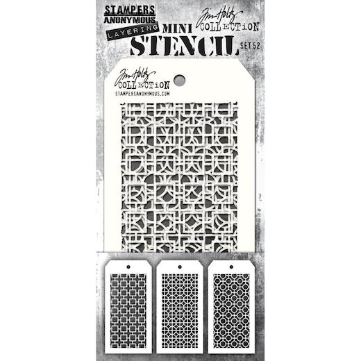 Tim Holtz Mini Layered Stencil Set 3pcs Set MST052 Buddly Crafts